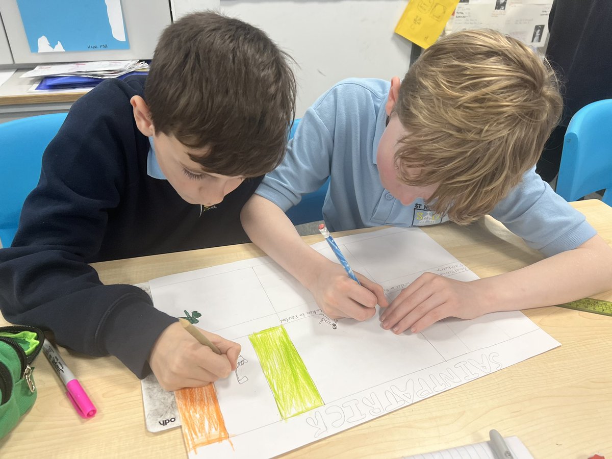 MissOliverStNin's tweet photo. Learning all about St Patrick in our RE lessons ☘️ We created a detailed cartoon strip to summarise his life 🙏🏼 #StPatricksDay #IDL #Literacyacrosslearning https://t.co/oCsCABnhcx