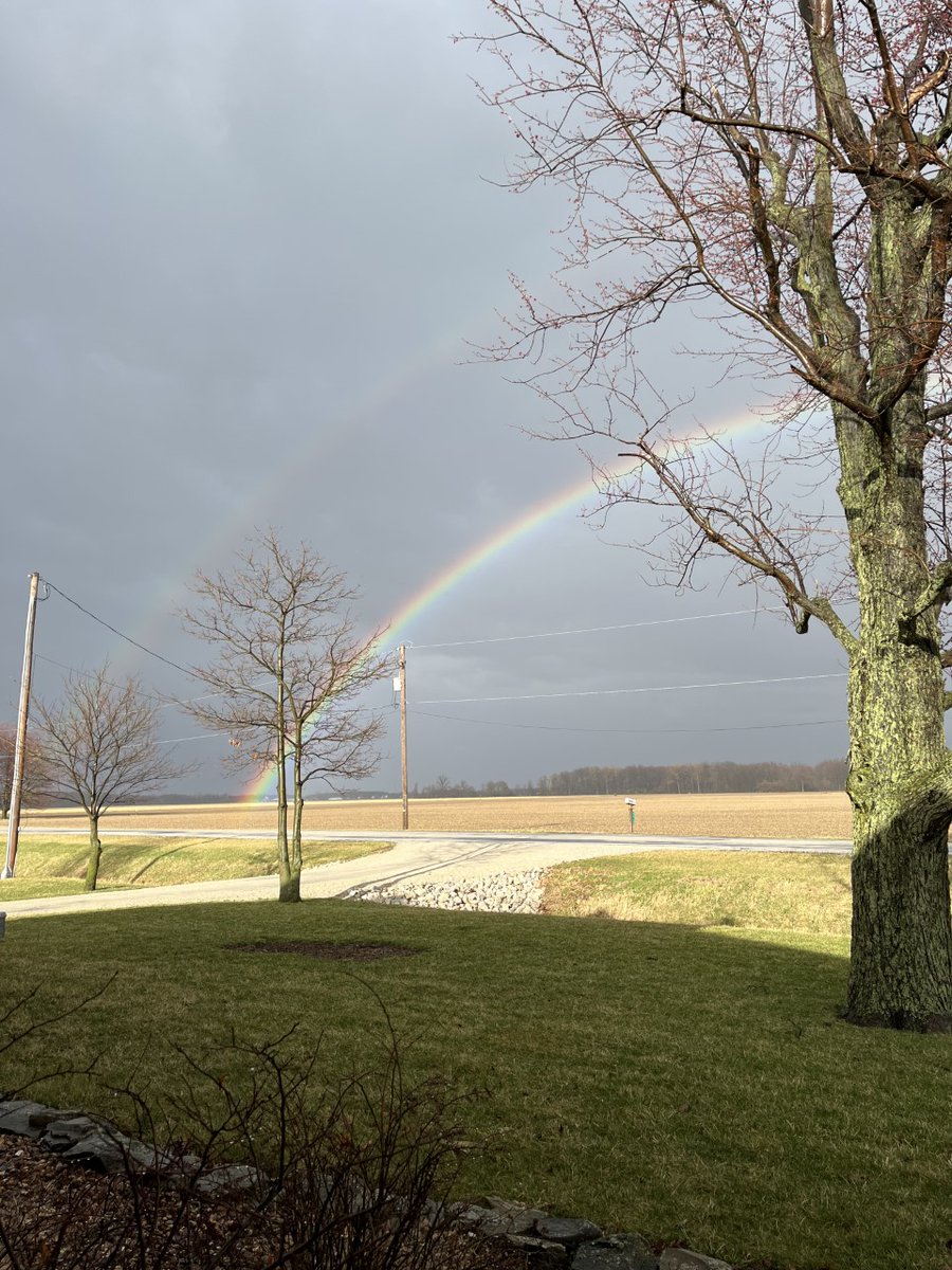 DerekWittWx's tweet photo. A couple photos from the storms today. The first one was sent in by Evan from Metamora, Ohio, and it shows pea-sized hail that fell near Evergreen High School. The second is a nice double rainbow on the backside of the storms and was sent in by my brother Dylan from back home. https://t.co/h78kHIH8v0