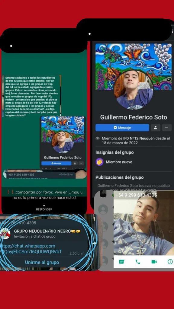 delfinahaag's tweet photo. lo subo acá para que estén atentas y tengan cuidado, el chabon se unió a grupos de la facultad de roca, de neuquen y vayan a saber cuantos mas. Compartan así estamos todos al tanto https://t.co/vfrlSUUoiv