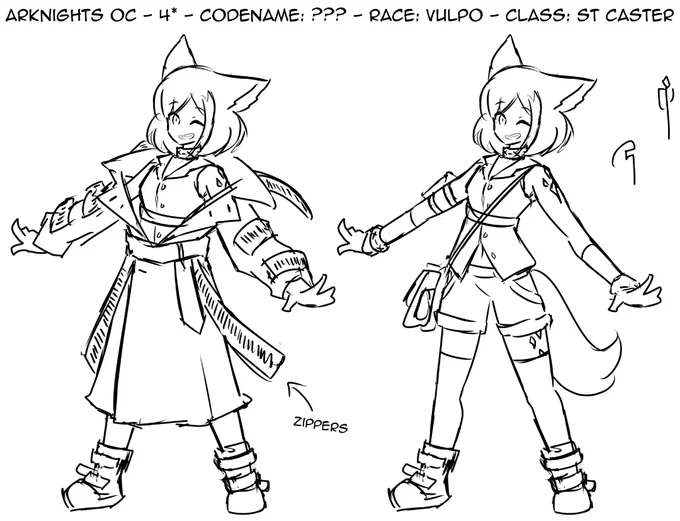 Progress on the Arknights OC!  As for her codename, I'm choosing between two comments, one is Finicky and the other is Splinters, which one do you think it would suit her the most?  