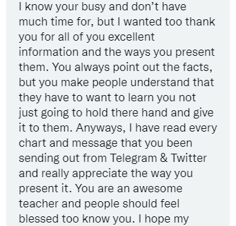 CryptoBTC_Chris's tweet photo. #LifeChangingMoneyIsBetterWithFriends
I always read every email and comment. I don't always have time to respond, but I've saved 1000's of these messages because they mean so much to me. Thank you all for making this possible. https://t.co/pD3qhOrTrz