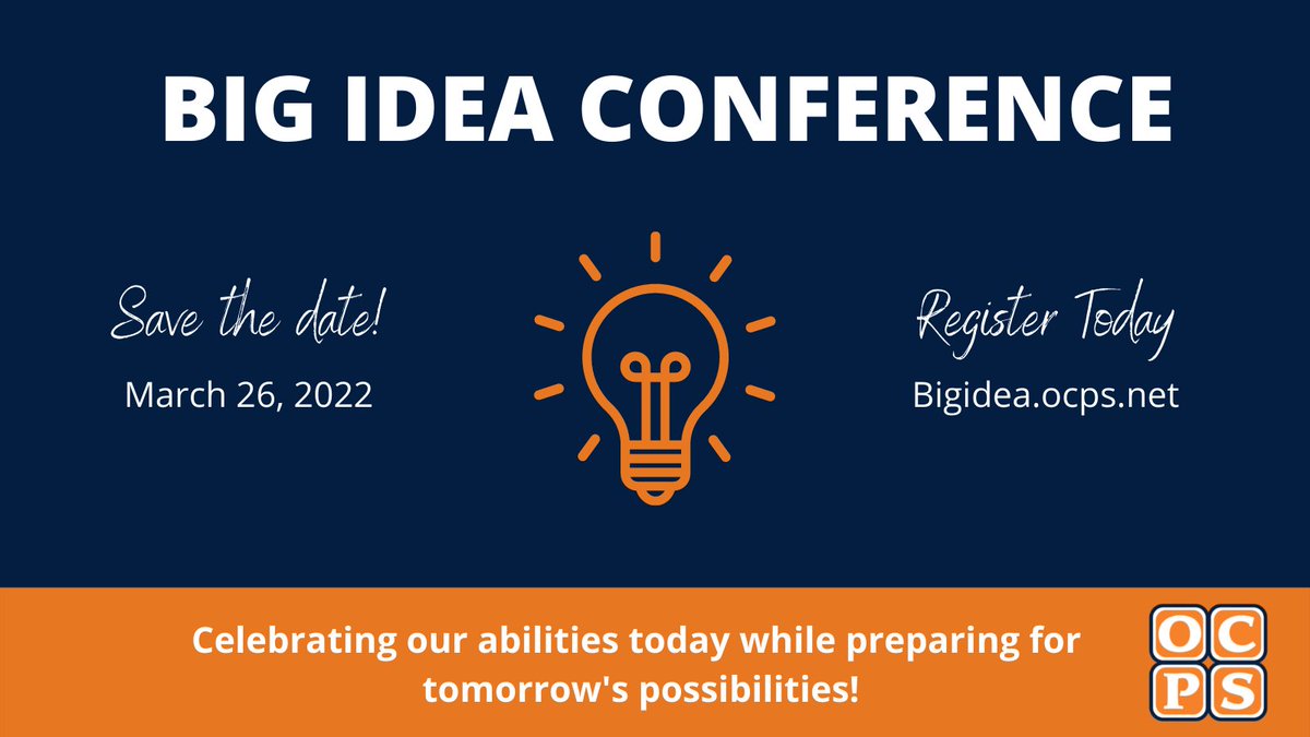 We're only two days away from our annual ESE Big IDEA Conference! Register today at bigidea.ocps.net.