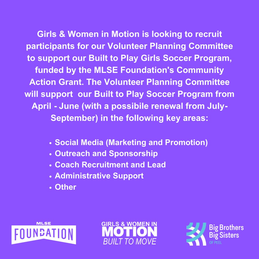 GWinMotion's tweet image. We're looking for participants to join our Volunteer Planning Committee for our Built to Play Girl's Only Soccer Program. Applications are due April 3. Learn more about the positions, the program, and how to apply by visiting gwinmotion.org/2022/03/23/bui… #GirlsInSport #Scarborough