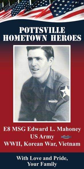 City of Pottsville PA for my Dad's hometown hero banner. This banner will be placed on one of the light poles downtown in recognition for his incredible service to this country. The son of an Irish coal miner.