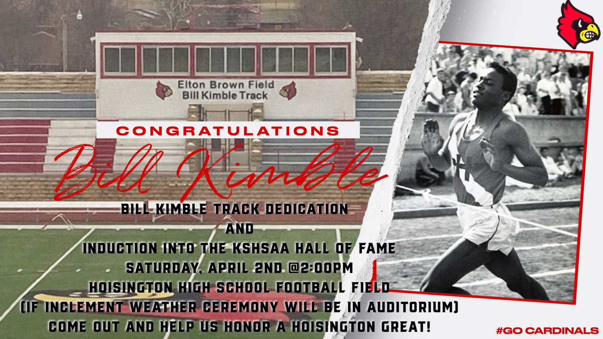 This event is open to the public.  Help us honor one of the best athletes in Hoisington athletics as well as one of the most decorated track athletes in Kansas High School Track history.