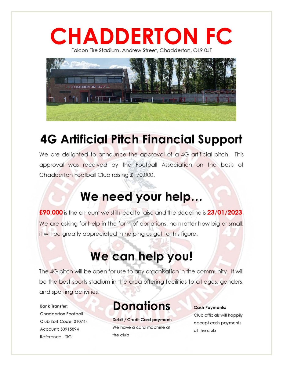 *Revised copy* Can you help our local community club please read ⚽️⚽️#upthechad🔴⚪️