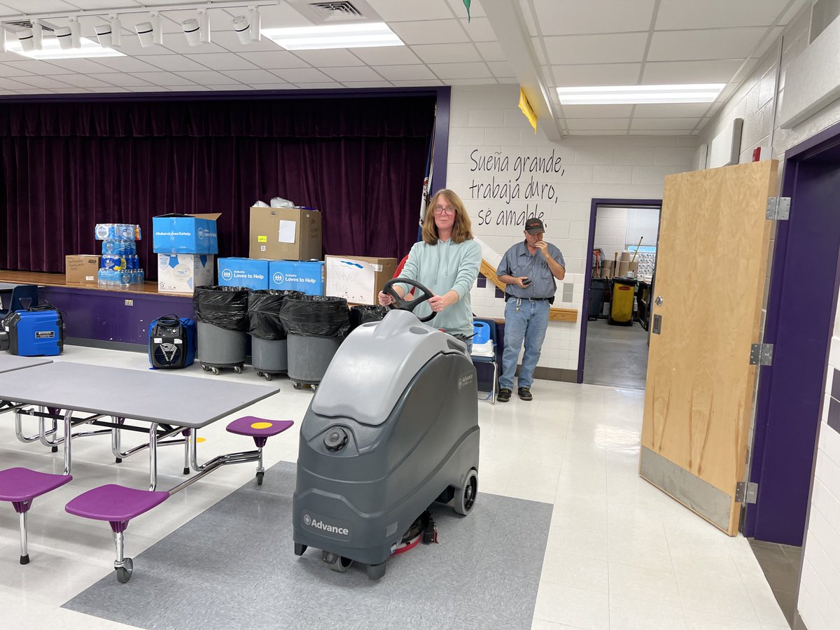 This awesome custodian was all smiles when she received her #1 request.  She drove throughout the school to show everyone her new floor scrubber. Priceless!  #PVES_Learns