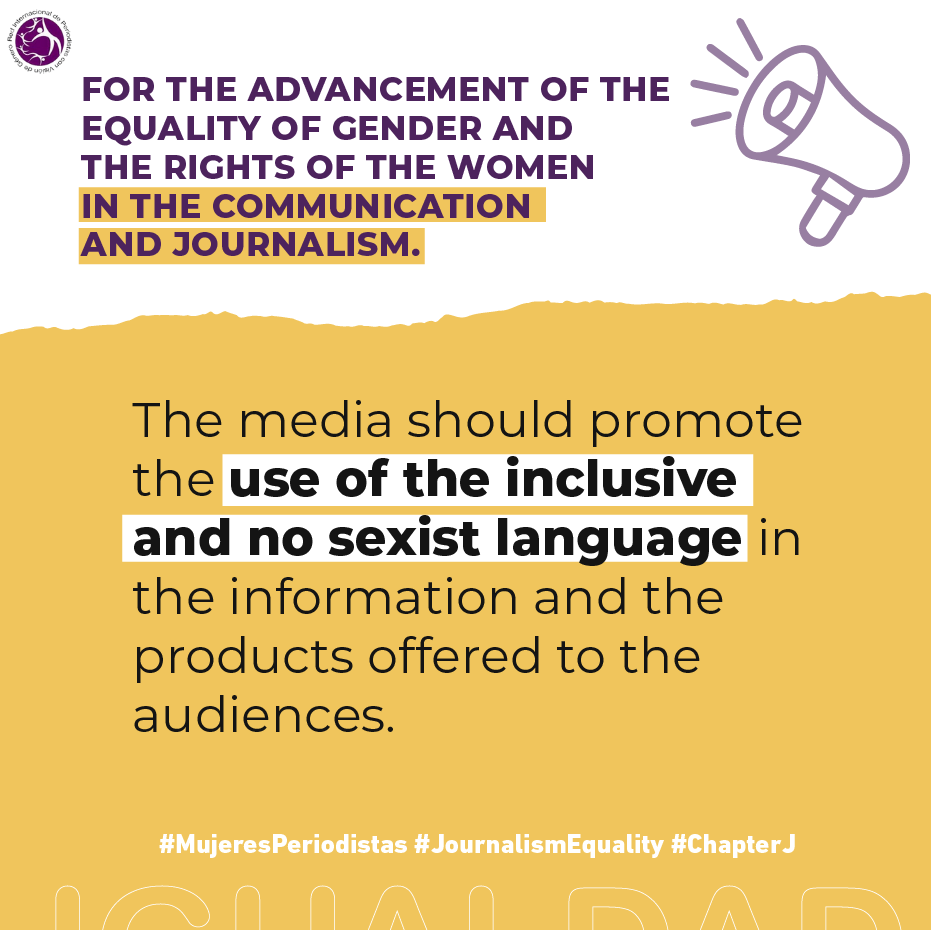 redpergenero's tweet photo. #Campaign #MujeresPeriodistas #JournalismEquality #ChapterJ
⚠️ Decalogue prepared by the #RIPVG establishes, on the use of inclusive and non-sexist language, that the media must promote the inclusion of non-sexist language in information.
➡️ https://t.co/pftbd1SZOZ https://t.co/vTnrbBmpHx