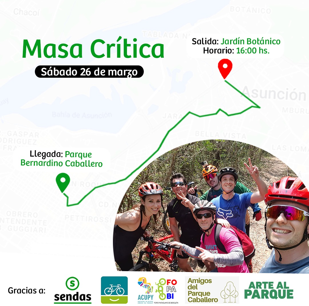 𝐒é 𝐩𝐚𝐫𝐭𝐞 𝐝𝐞 𝐞𝐬𝐭𝐚 𝐆𝐫𝐚𝐧 𝐄𝐱𝐩𝐞𝐫𝐢𝐞𝐧𝐜𝐢𝐚! 💚
El sábado 26 de marzo haremos un recorrido en bici en el marco de “Masa Critica” para afirmar los derechos del ciclista en las calles, como respuesta al exceso de tráfico, a la falta de respeto y conciencia social