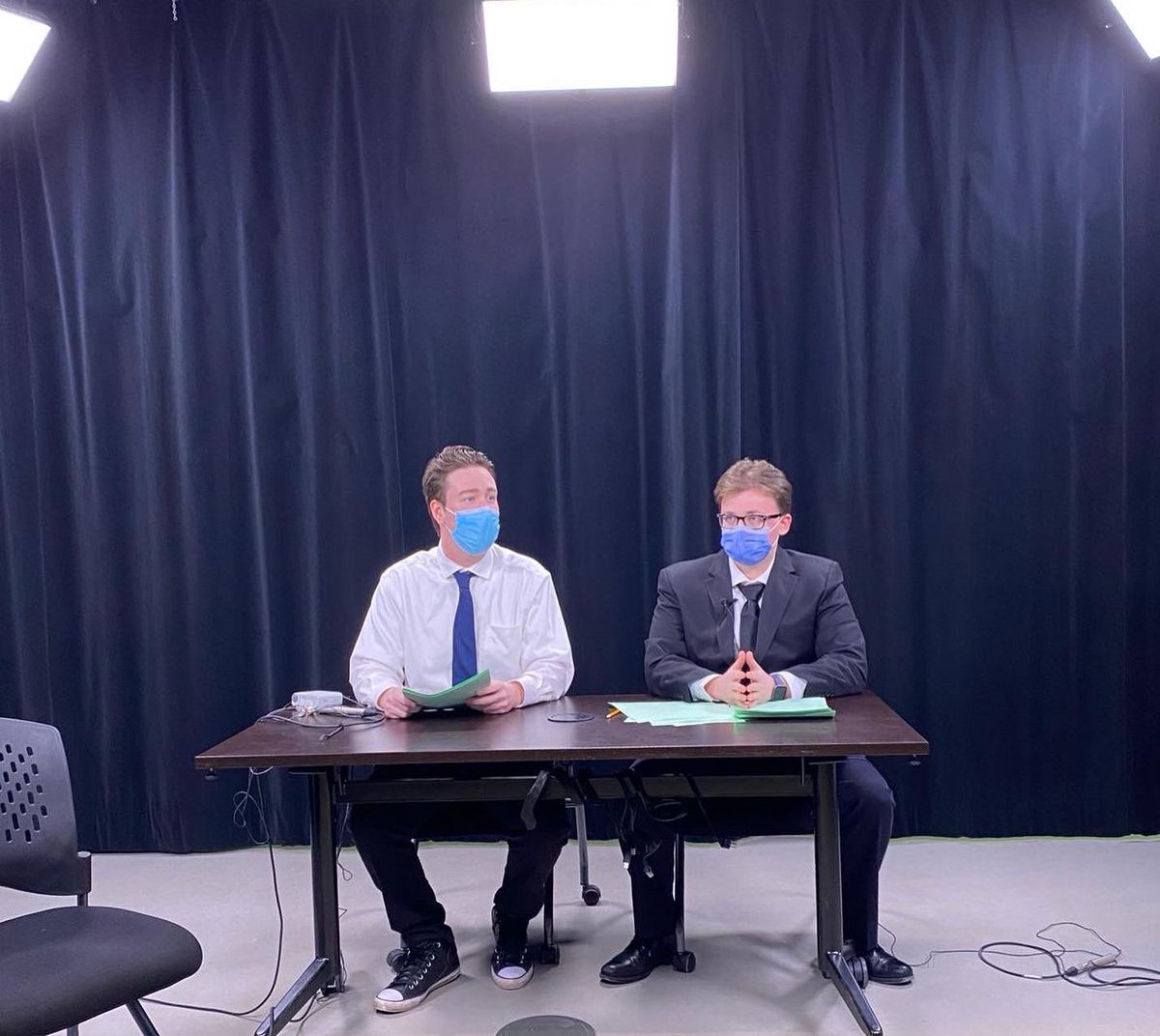 westernjstudio's tweet photo. Check out these behind-the-scenes photos as the broadcast team prepares for this evening’s newscast! #MMJC7daysaweek #ProductionWeek2022 https://t.co/Ysp1znAAUY