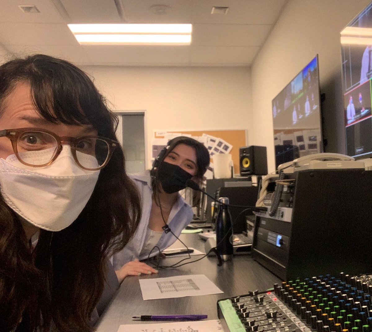 westernjstudio's tweet photo. Check out these behind-the-scenes photos as the broadcast team prepares for this evening’s newscast! #MMJC7daysaweek #ProductionWeek2022 https://t.co/Ysp1znAAUY