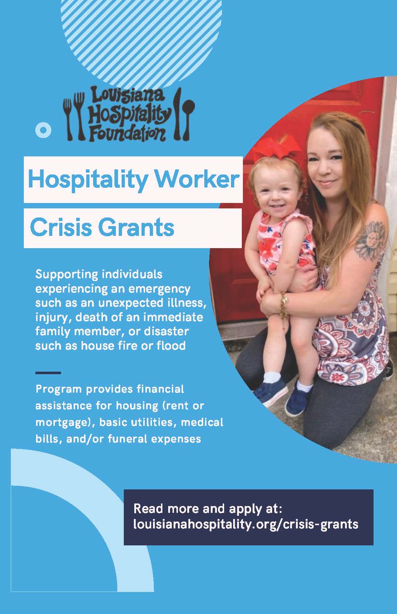 RESOURCE: If someone you know works in a restaurant, bar or hotel, and was impacted by yesterday's New Orleans area tornadoes, please refer them to the Hospitality Worker Crisis Grant program.
louisianahospitalityfoundation.org/crisis-grants/