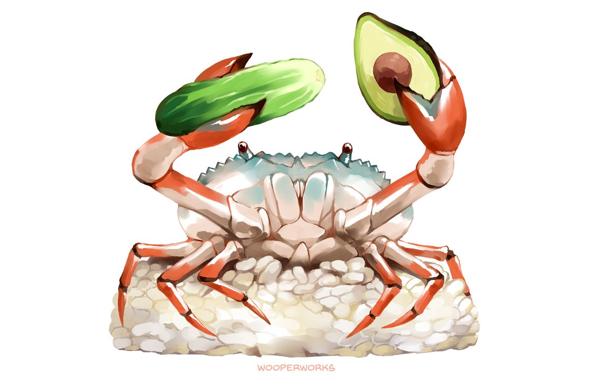 Wooperworks's tweet photo. The second entry in my sushi series, a California roll ^-^
I have 8.5x11 prints ($15), and stickers ($4), PM me if you're interested! Stay tuned for the rest of the series :D
#sushi #sushiart #californiaroll #makiroll #maki #crab #avocado #cucumber #angrycrab #sashimi #seafood https://t.co/07VVfdFDSx