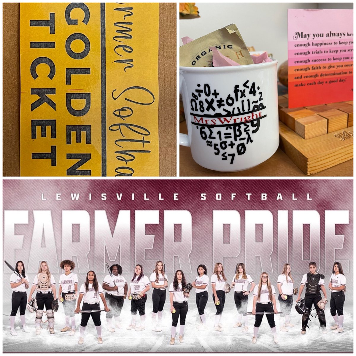 So excited to cheer on our 
⁦<a href="/FarmersSoftball/">LHS SOFTBALL</a>⁩ against Coppell this evening.  Thanks Samantha for the golden ticket and for remembering that I need caffeine  every day to do math.  Let’s go Farmers!
