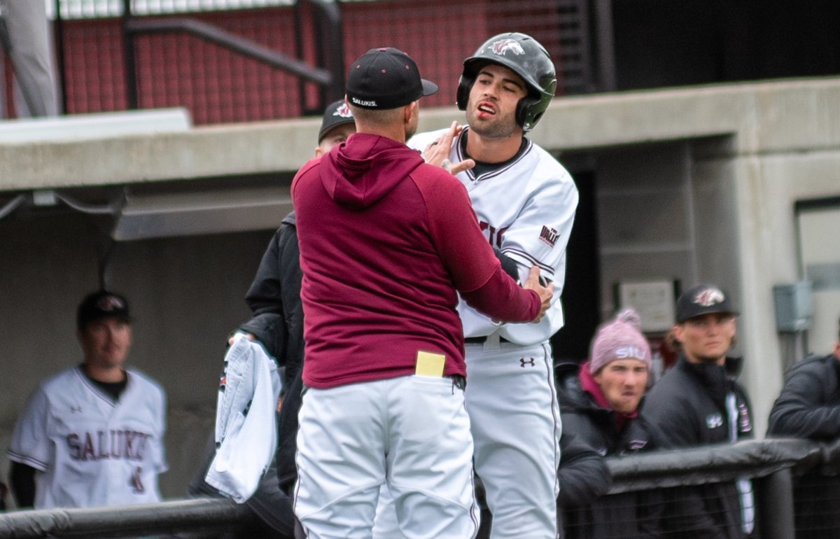 SIU_Baseball's tweet photo. Dont worry ladies, his face is okay. https://t.co/Z6RVkVyZV2
