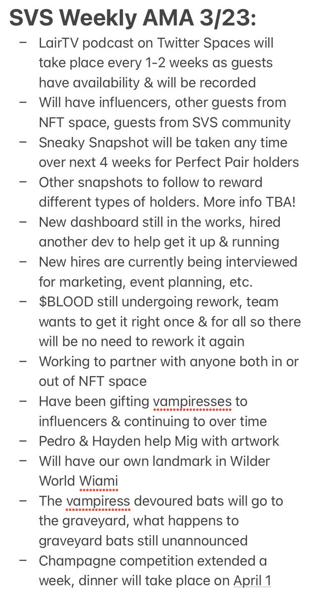 0xsailormars's tweet image. Weekly #SVSNFT AMA 3/23 Notes🩸: