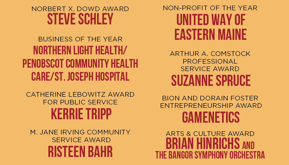 BangorChamber's tweet photo. We are delighted to announce the Chamber Business Award Honorees for 2022!  These awards honor businesses and individuals who have demonstrated excellence in service to the community, entrepreneurship, leadership, and lifetime achievement.  FMI, go to https://t.co/ExHxCwwpWq https://t.co/aCoXhVkDAa