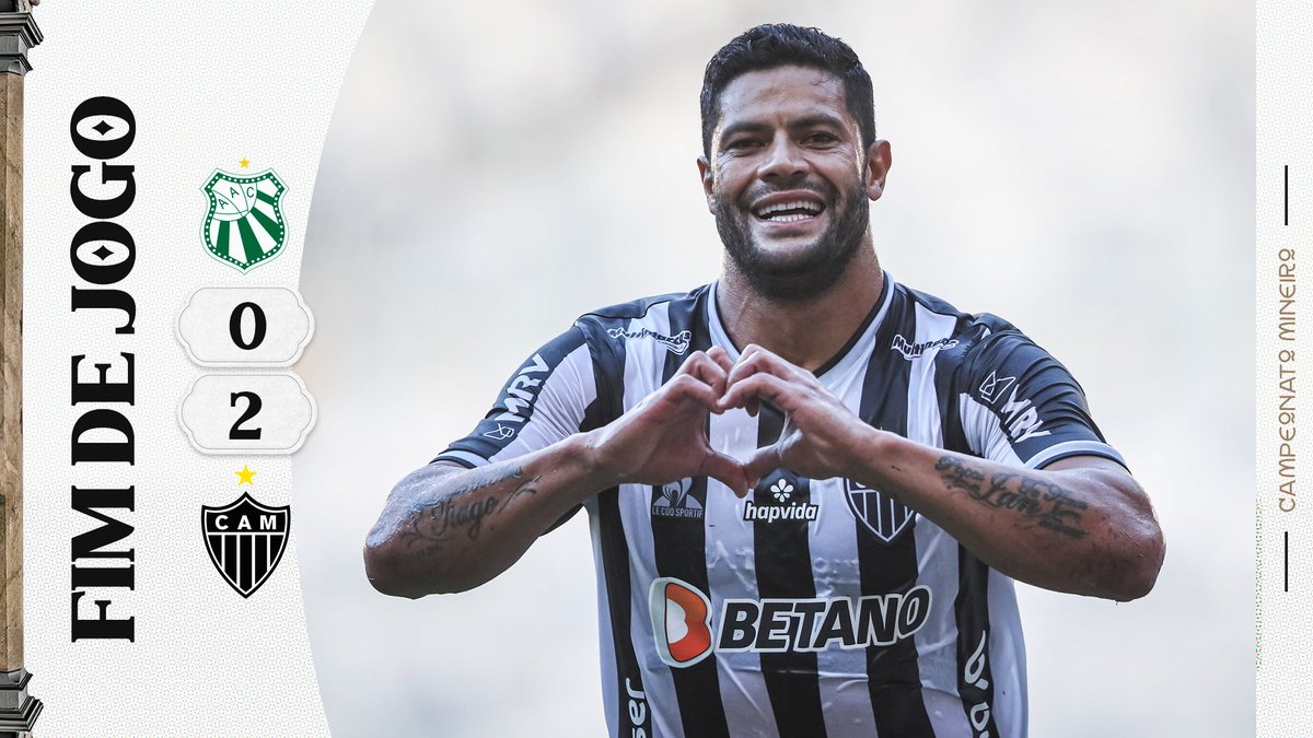 Atletico's tweet photo. 💪🏾⚫⚪ FIM DE JOGO! O ATLÉTICO VENCE A CALDENSE, 2 A 0, E ABRE VANTAGEM NAS SEMIFINAIS DO CAMPEONATO MINEIRO!
⚽️ Hulk marcou os gols do Alvinegro.
#VamoGalo #CALxCAM 🏴🏳️ https://t.co/W1r6OTE852