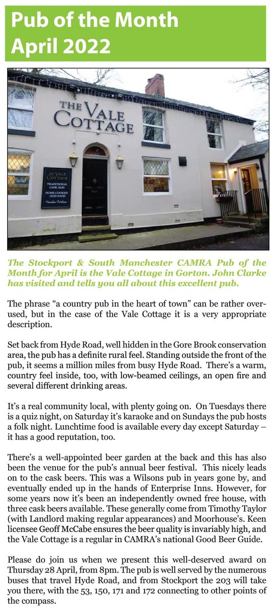 See below the write up in the latest edition of opening times .