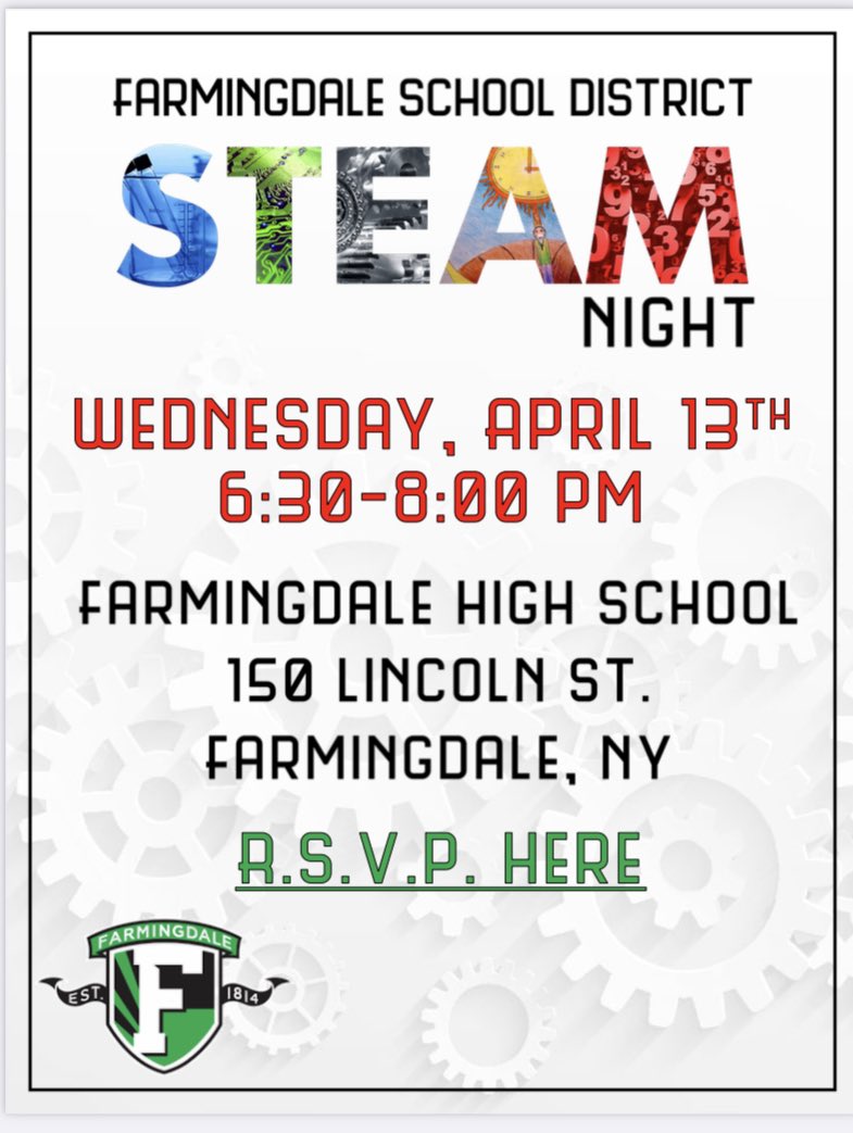 STEAM Night is back! RSVP here: bit.ly/3qqtDh5 <a href="/NSE_Dalers/">NSE_Dalers</a> <a href="/WWP_Dalers/">WWP_Dalers</a> <a href="/SEM_Dalers/">SEM Dalers</a> <a href="/AAE_Dalers/">AAE_Dalers</a> <a href="/FHSDalers/">FHS Dalers</a> <a href="/MclubStea/">NSESTEAM</a> <a href="/miss_jobrien/">Julie Bonventre (O’Brien)</a> <a href="/DrKCummings/">Kristen Cummings</a> <a href="/FdaleTeachCtr/">Fdale Teacher Center</a> <a href="/FFTStrong/">FdaleFedofTeachers</a>