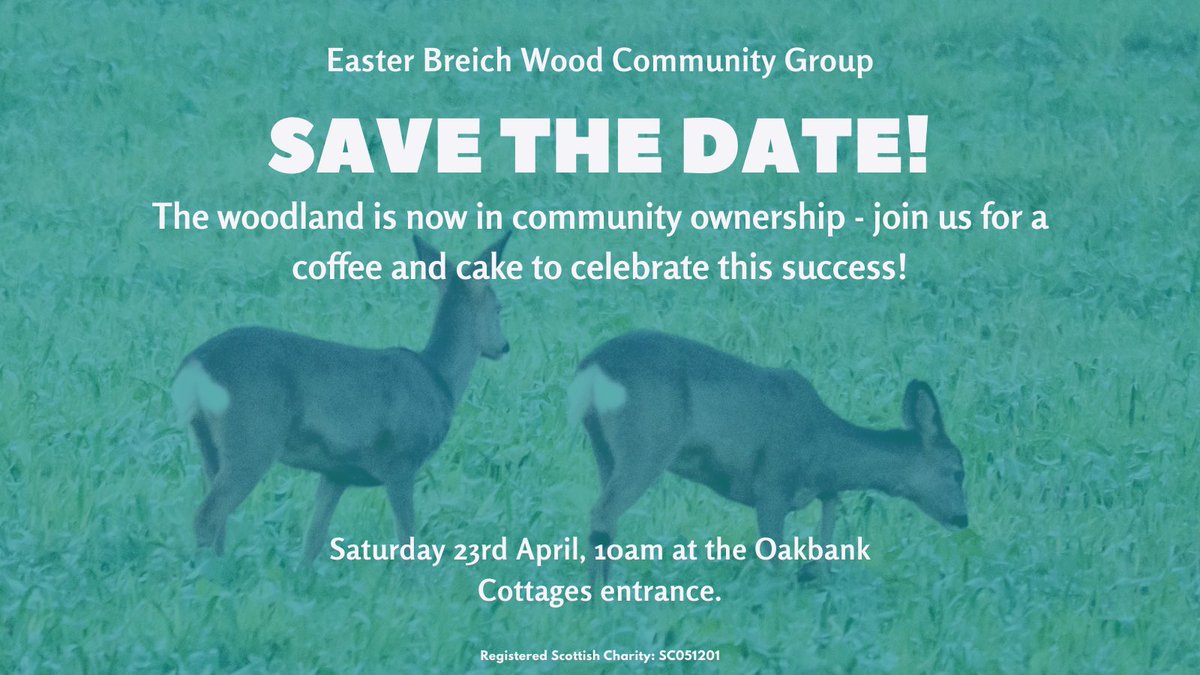 EasterBreich's tweet photo. 🎉We are delighted to let you know that we have now completed the purchase of the woodland on behalf of the local community! We hope you can join us for a coffee &amp; cake at the woodland on Saturday 23rd April to officially launch the community's ownership of the woodland. https://t.co/yygLFdIAiq