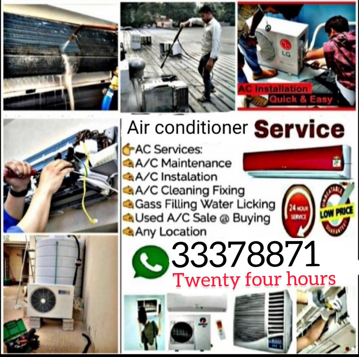 DohaHours's tweet image. AC/ Selling and buying
Fixing,Servicing,Repairing,Gass Filling, Cleaning, Removing.
 We Buye Used and Damage A/C.33378871
We Are Doing Work Whole Qatar. (Service 24 Hours
We Have Up To 7 Years Experience in A/C Section
We Have Won Car For Work
We Are Doing Work Low Price 33378871