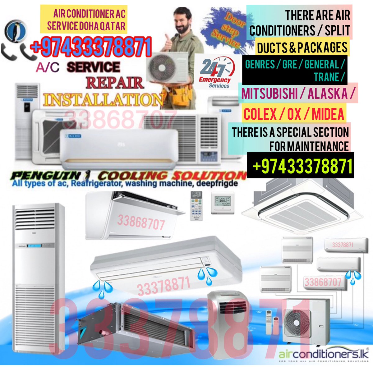 DohaHours's tweet image. AC/ Selling and buying
Fixing,Servicing,Repairing,Gass Filling, Cleaning, Removing.
 We Buye Used and Damage A/C.33378871
We Are Doing Work Whole Qatar. (Service 24 Hours
We Have Up To 7 Years Experience in A/C Section
We Have Won Car For Work
We Are Doing Work Low Price 33378871