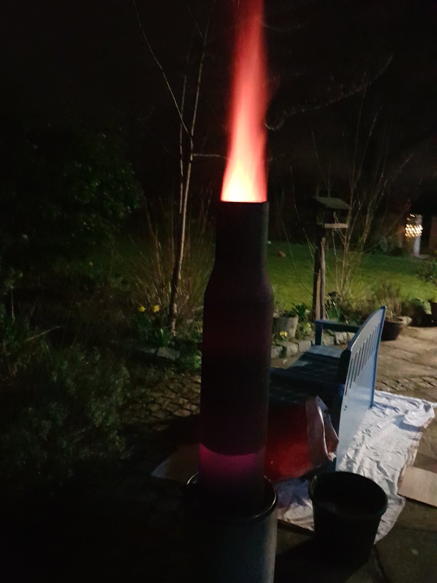 shanemuk's tweet photo. Not a @spacex rocket engine, nor one of @elonmusk's flamethrower, but a massive top-lit up-draft stove #TLUD, generating and burning wood-gas, 100% renewable heat! https://t.co/4JxcmjicRi