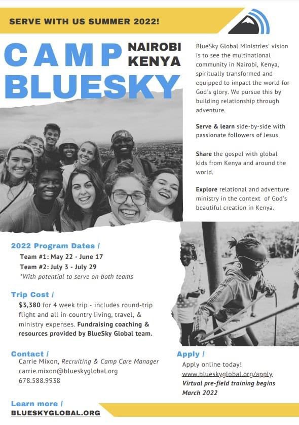 ericcone85's tweet photo. Calling all college students and young adults with a passion for the Gospel, a heart for students, and a desire to serve cross-culturally!! 🎉🤘🏾

We would love for you to join our @blueskykenya summer camp team. If interested, please reach out or apply at https://t.co/MYiC3YArL8 https://t.co/FROOjpqqGH