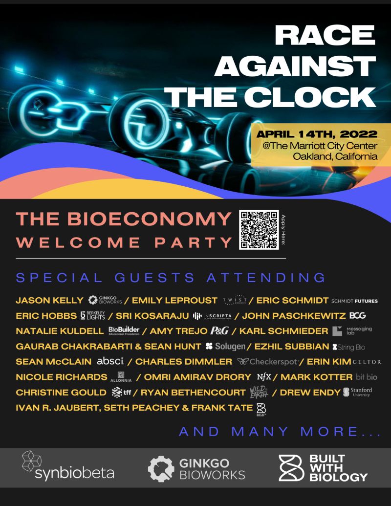 SynBioBeta's tweet photo. Excited about the Race Against the Clock? 🤩 All of these thought leaders believe that the future is going to be #BuiltWithBiology and that the only way to make it happen is by empowering and connecting the next generation of young bio-based leaders! https://t.co/Z4kjTqbEye https://t.co/2Vg2dxlNRl