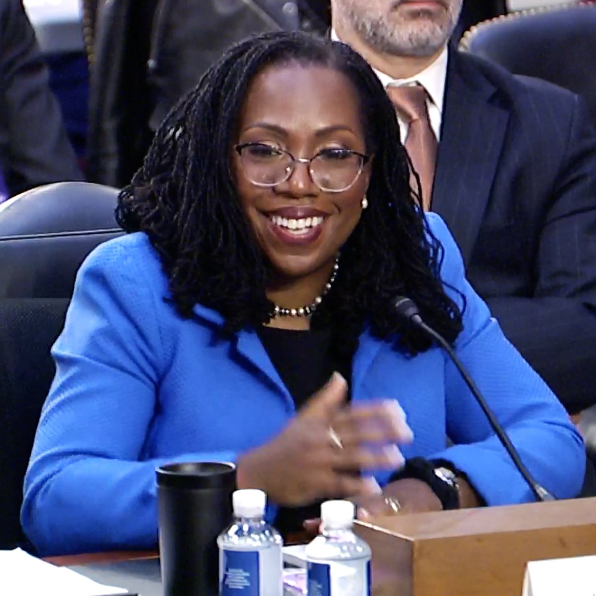 SenSchumer's tweet photo. It was such an honor to attend the hearing today to hear again directly from Judge Ketanji Brown Jackson on her nomination to the Supreme Court.

She is brilliant, beloved, and belongs on the Court! https://t.co/yvgFUR6cpD