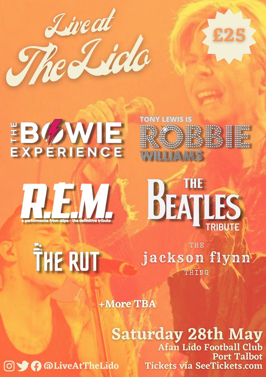 JacksonLucitt's tweet photo. @BillyOwenUnited God I love that! Some top bands by there now! ELO tribute?! I need to see that, what a band!

Seen the lineup down the lido coming up? REM, Bowie. Beatles tributes etc..

@LiveAtTheLido https://t.co/xyRXVtpaKV