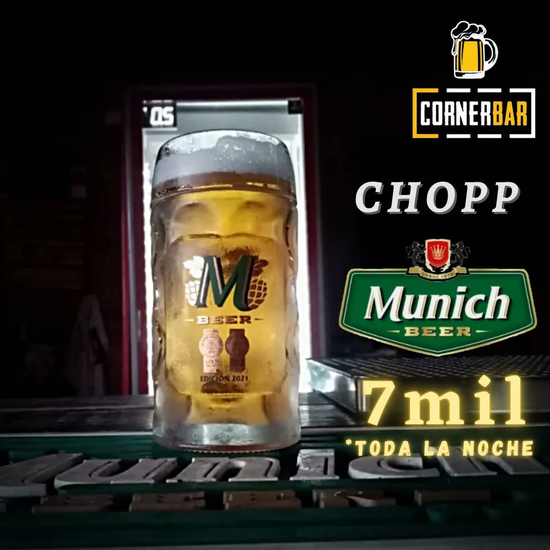 CornerBarpy's tweet photo. HOY Miércoles Chopp Munich a 7mil!🍺
Además los mega combos⬇️
de las imágenes siguientes 😎

Cortá la semana con Rock, birra y buena comida🍔🍟🍺🤩 https://t.co/eNaG86dCRu