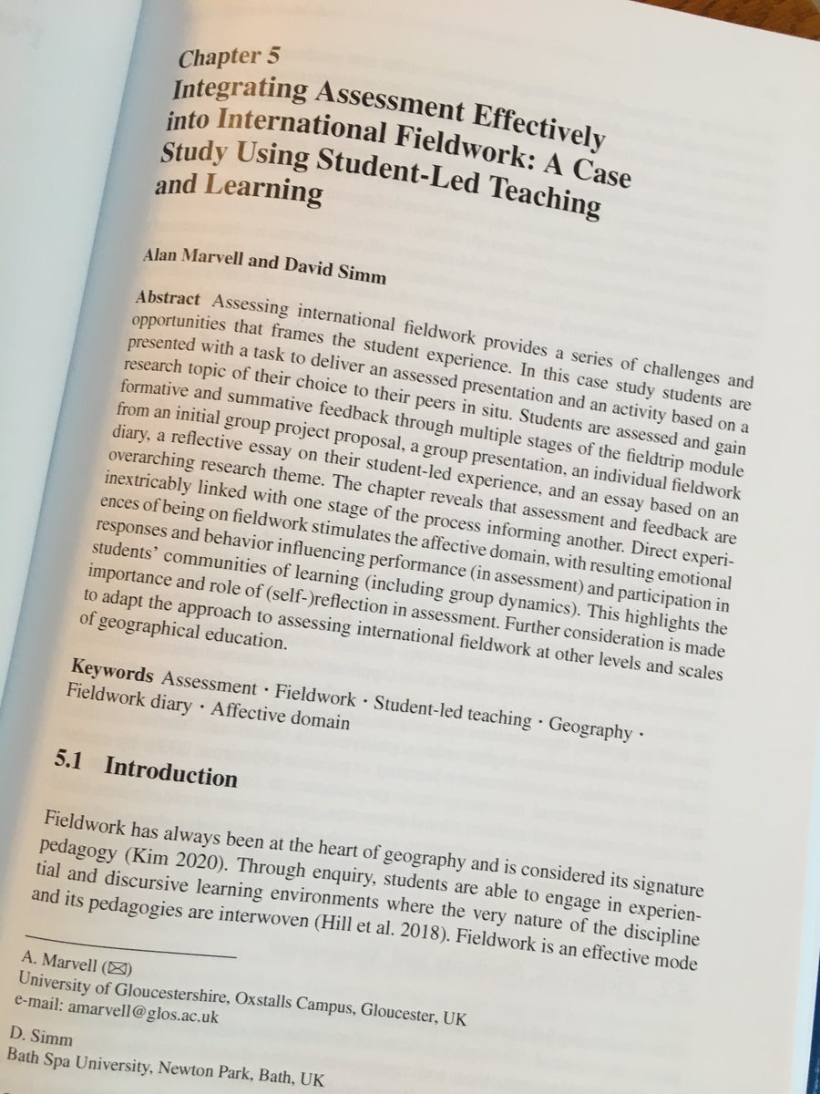 Really proud to see this in print @davesimm123 Integrating #assessment effectively into #internationalfieldwork using #studentledteaching and #learning huge thanks @bourke_theresa @DrReeceMills @rodlane8272 @eurogeography @SpringerNature #geographyeducation #pedagogy