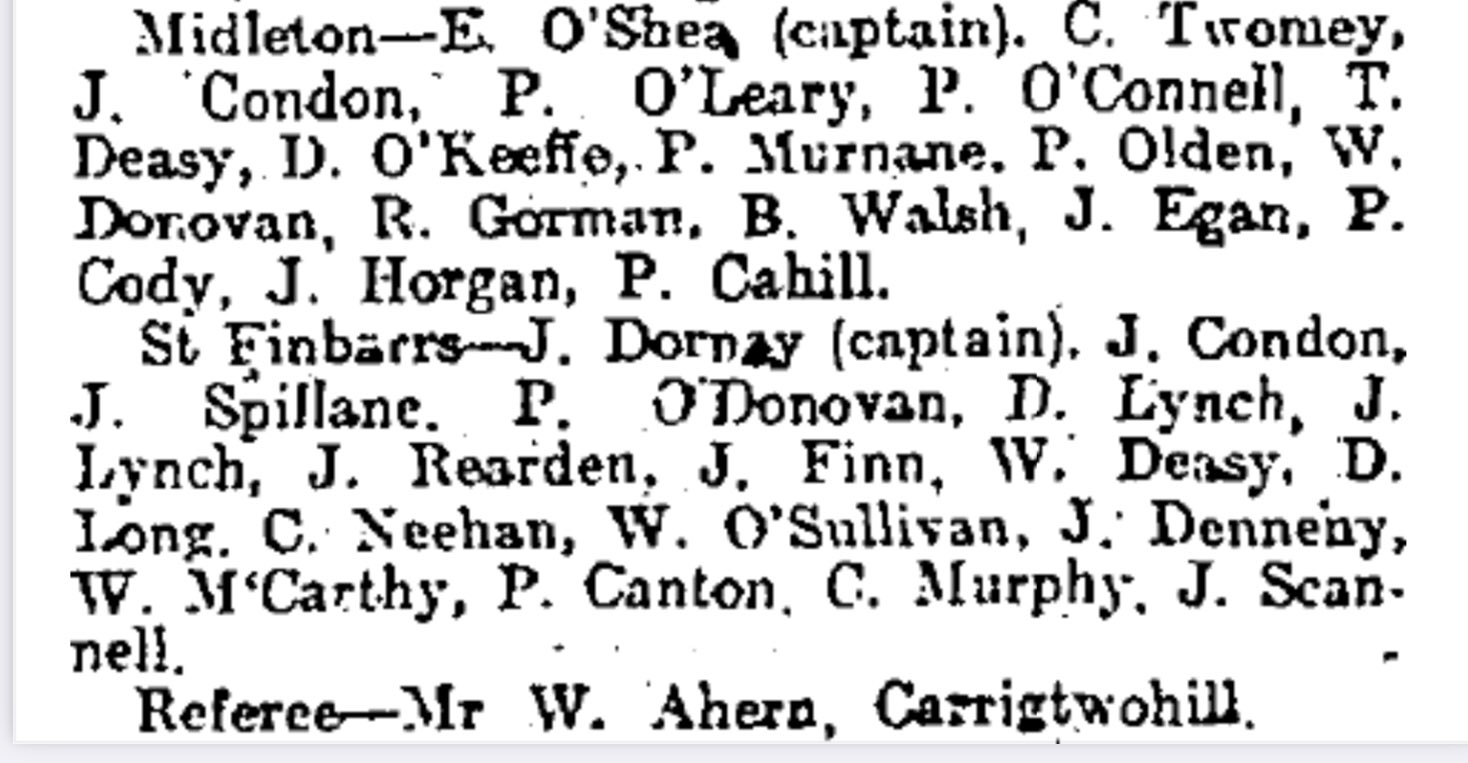 Cork Hurling History on Twitter "The match referee was Mr. William
