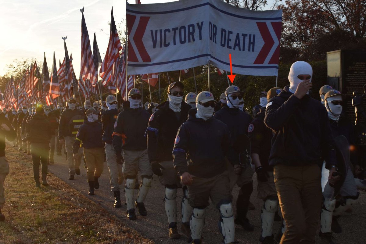 PacAntifa's tweet photo. Alexi Guthrie worked closely with Patriot Front leader Thomas Rousseau to build the organization's network in Southern California.

Guthrie participated in Patriot Front's bizarre shield march in D.C. in Dec 2021. He wore his glasses with sunglasses over them to disguise his face https://t.co/JxbjnaDaRl