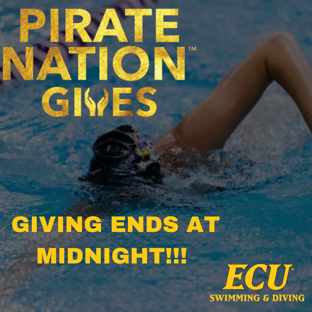 ECUSwim_Dive's tweet photo. If you haven’t already given to Pirate Nation Gives, please help ECU Swim &amp; Dive stay on top! All you need to do is participate in the contest &amp; donate a minimum of $5 to help us win a $5,000 bonus!! The link is in our bio- we appreciate everyone who has supported us today!!🏴‍☠️ https://t.co/jVd3eXYGlW