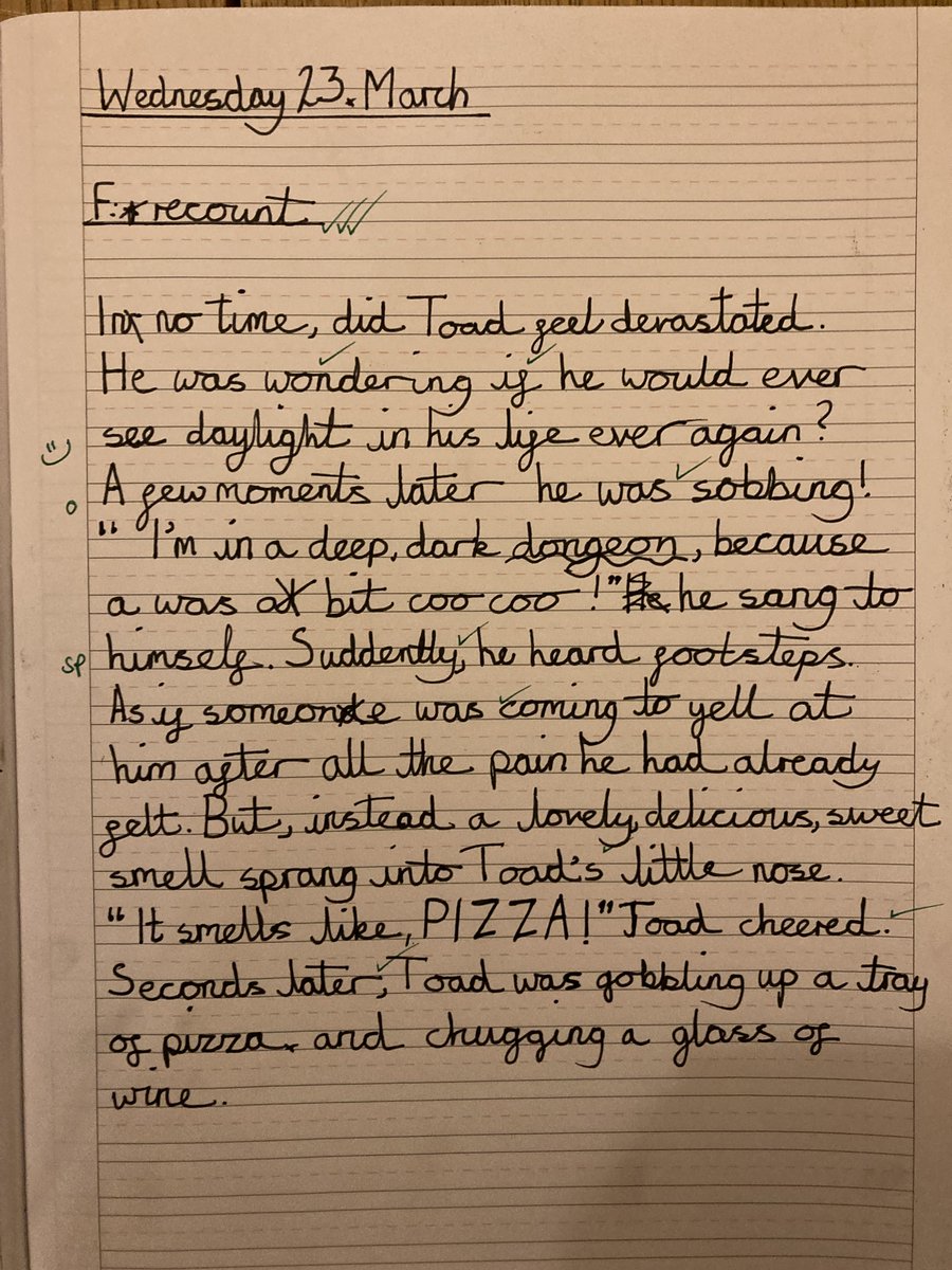 ManorParkSchool's tweet photo. Year 4 are focusing on accurately using the past progressive tense  whilst linking ideas together with subordinating conjunctions of time. Fantastic independent writing everyone! 🙂#shortwrite  @TheLCUK https://t.co/yldC8o1IBv