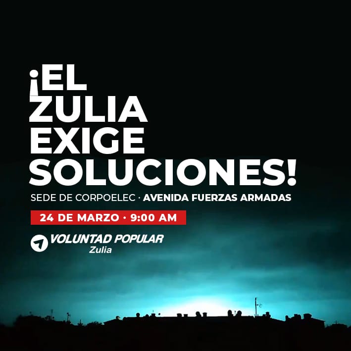 HenryMeoli's tweet image. ¡Ante los apagones, enciende tu voz de reclamo! Protesta mañana, jueves 24 de marzo a las 9:00 am. en la sede de Corpoelec en la Av. Fuerzas Armadas de Maracaibo, por la grave situación del sistema eléctrico nacional, la cual mantiene a oscuras al estado Zulia. ¡Vamos todos!
