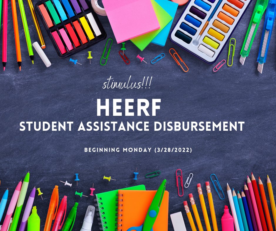 comfsm's tweet photo. The release of Spring 2022’s HEERF Student Assistance stipends will begin Monday, March 28, 2022. Click link for more info. 
https://t.co/cUiexA6rxG https://t.co/fp0gqGtYSb
