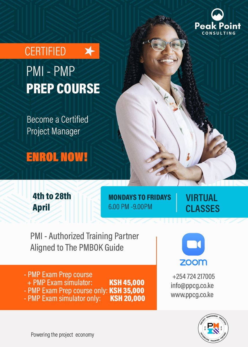 PeakPointGroup's tweet photo. Register for our April #PMP Exam Prep Course to become a certified #ProjectManager. @PMInstitute @PmiKenya @RonKefa https://t.co/eHHvOIF9t7 https://t.co/6GvSzBqkUq