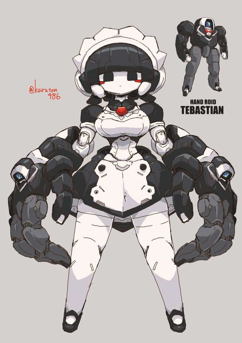 robot 1girl breasts maid headdress grey background character name maid  illustration images