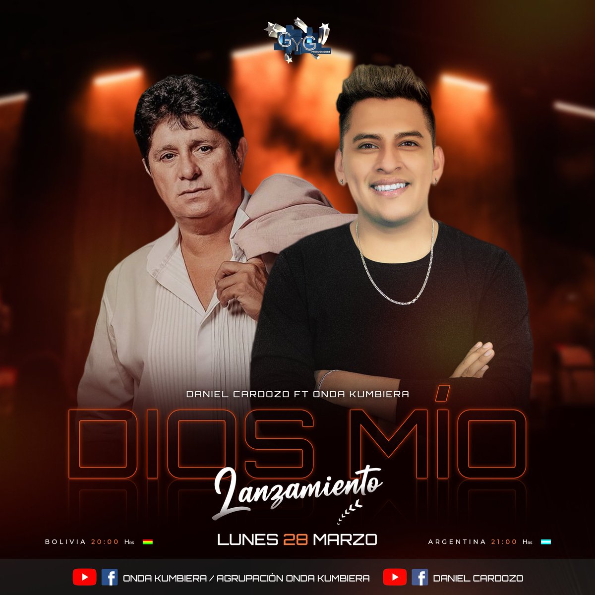 YoDanielCardozo's tweet photo. Que alegría contarles que este lunes 28/03 les presentaremos #DiosMío junto a mis amigos de 𝗔𝗴𝗿𝘂𝗽𝗮𝗰𝗶ó𝗻 𝗢𝗻𝗱𝗮 𝗞𝘂𝗺𝗯𝗶𝗲𝗿𝗮 ¿Querían cumbia? Prepárense, la cuenta regresiva comienza ahora. Los quiero!
🇧🇴 20:00
🇦🇷 21:00 https://t.co/3ZRpS5WEtz