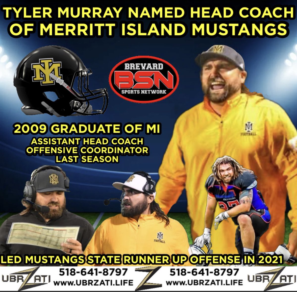 SportsBrevard's tweet photo. The @MerrittIslandFB names @CoachMurray47 as their new head coach. Check out the entire story on @SportsBrevard #Facebook https://t.co/RlMgpuqoV6 https://t.co/VjP330pJQ3