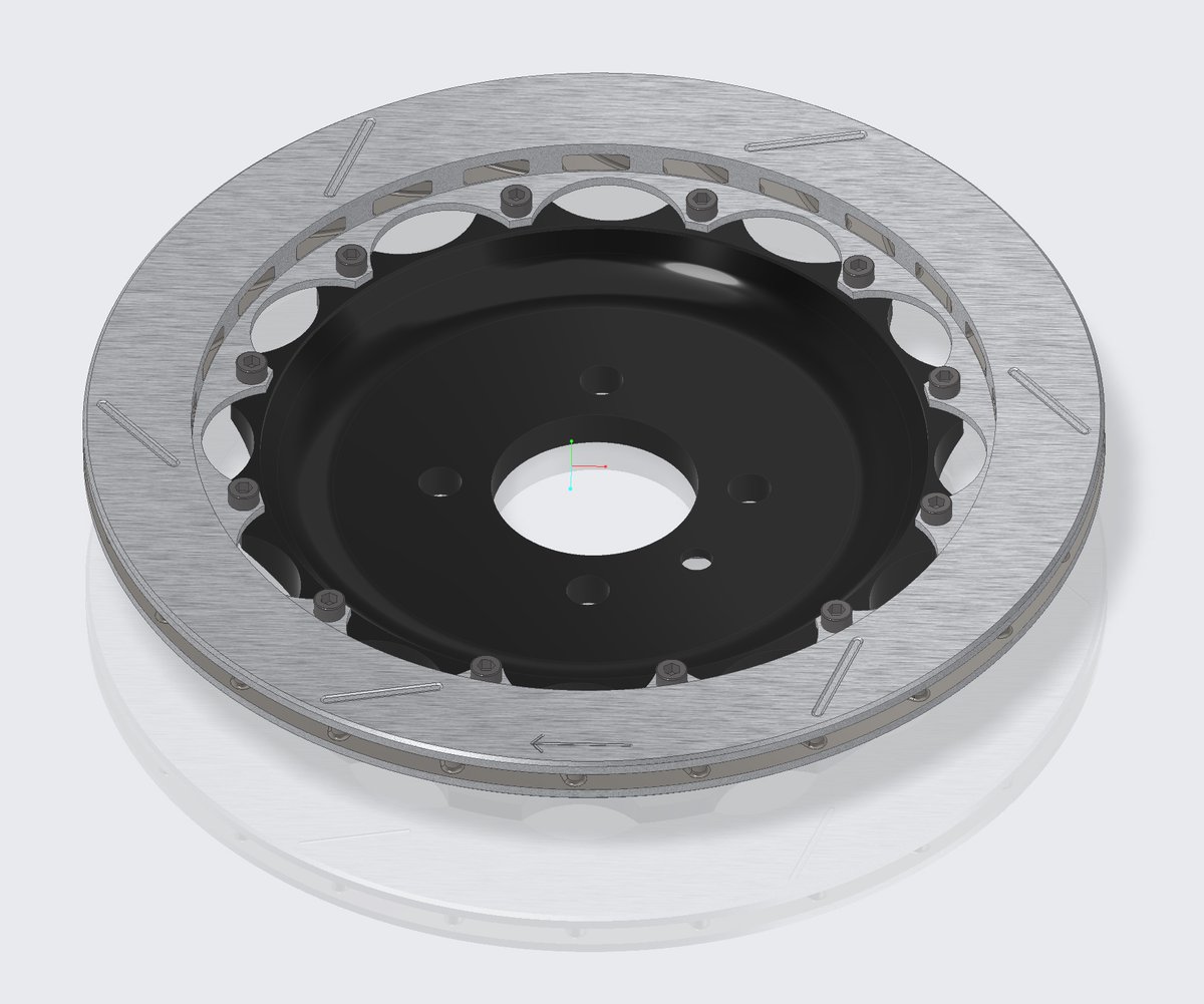 DesignEngine's tweet photo. Wilwood brake rotors. This assembly is part of the design engine top down design course. The machining operations occur in a separate part number.#minicooper #mini #ptccreo #solidworks #creo8 #creo7 #creo6 #designengine #racing @wilwooddiscbrakes #solidworks #ptccreo #NX #Catia https://t.co/CEx3lCeWir