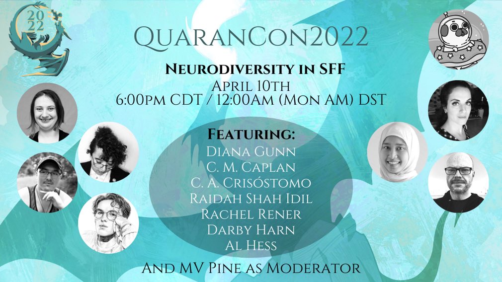 Madeline_Pine's tweet photo. Guess what, I’ve got good news!!!

I will be moderating Quarancon’s free panel on Neurodiversity in SFF. Every panelist is a brilliant ND author and we are going to make this a fun, witty, and diverse panel to remember 💚

Join us online if you can! We’d love to see you https://t.co/SAuSmRq91X