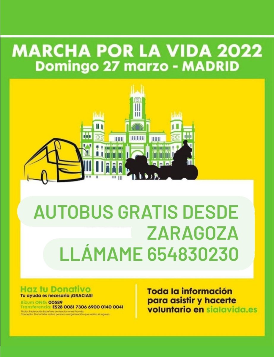 REDMADREAragon's tweet photo. MARCHA POR LA VIDA 2022
Después de dos años haciendolo online, volvemos a juntarnos más de 500 asociaciones y entidades en Madrid. 
No te quedes.
Tenemos autobús gratuito.

¡Apúntate y defiende la Vida!
Escríbenos! https://t.co/QanvLOEVZU