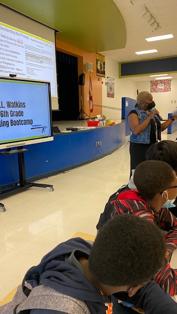 presleycharles's tweet photo. What a great first day of @WatkinsSeminol1 Writing Boot Camp! The 6th grade team was working and building on their writing skills. We had teachers leading, supporting and monitoring our scholars! @robinlbrown6 @Area4SuptPBCSD #Leadership #Instruction #AllStudents #ForwardSteps https://t.co/uFvI6VqwRC