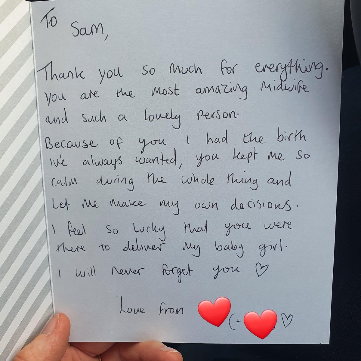 In the middle of a very busy period for our #continuity teams, a beautifully written card like this is a lovely reminder of the impact we have and the difference we make. So well deserved for lovely #TeamOpal midwife Sam who goes above and beyond for her women! 🤍 #CoC