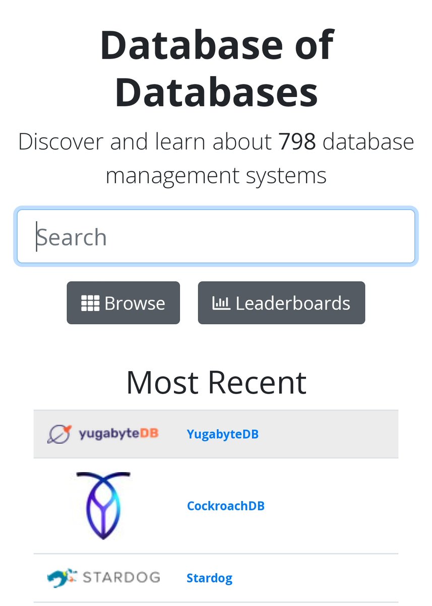 TheOyinbooke's tweet image. This is the most fascinating thing I am seeing today.
Database of Databases where you can learn about 700+ database management systems.
Bookmark this tweet, click the link and find some time to check it out.
It will come handy one day
dbdb.io